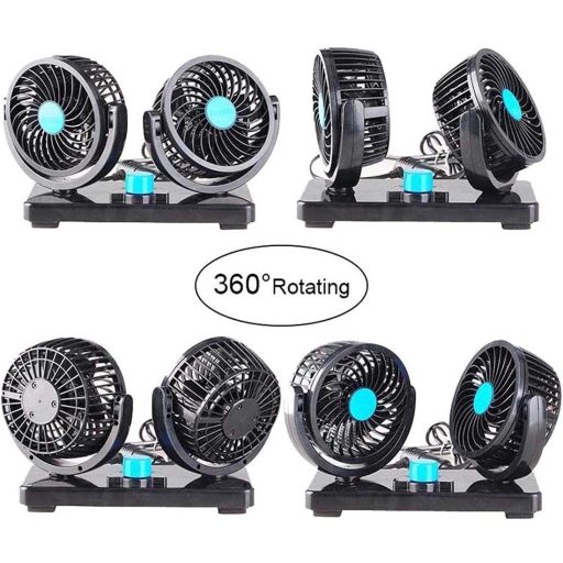 SUPAREE Autós Ventilátor 12V Dupla Ventilátoros Állítható Hűtés 8W/15W