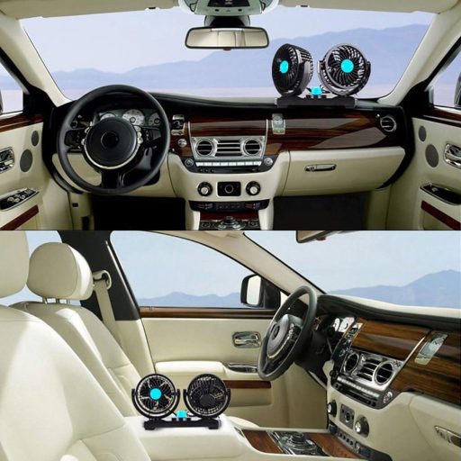 SUPAREE Autós Ventilátor 12V Dupla Ventilátoros Állítható Hűtés 8W/15W