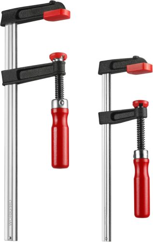WORKPRO F-szorító készlet, 2 részes, erős csúsztatható asztalos szorítók, 200mm (8") és 300mm (12"), fekete, 272 kg szorítóerő