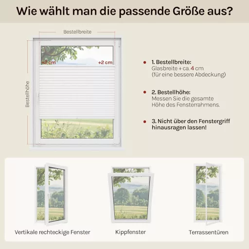 WOLTU Plisovaná roleta s upevnením Klemmfix bez vŕtania na okná a dvere