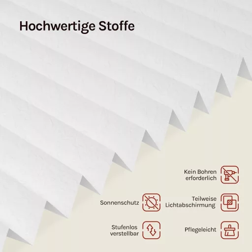 WOLTU Plisovaná roleta s upevnením Klemmfix bez vŕtania na okná a dvere