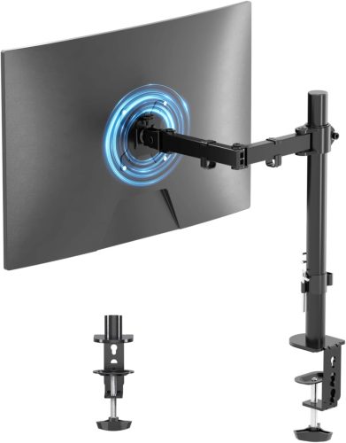 Suport monitor pentru ecrane 13"-27" | Braț monitor de birou pivotant, rabatabil și reglabil | Montare pe blat