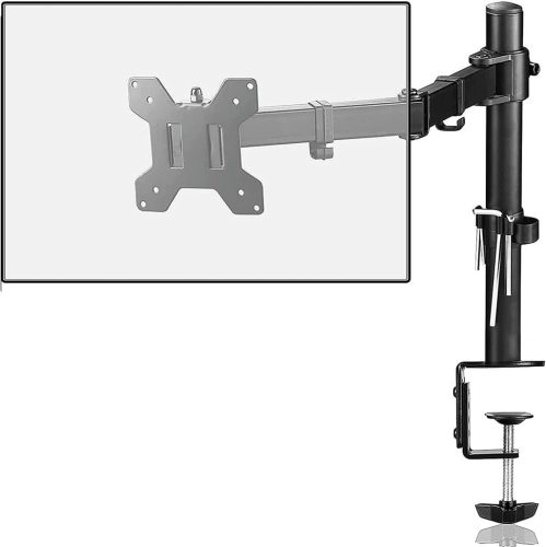 Suport monitor pentru ecrane 13"-27" | Braț monitor de birou pivotant, rabatabil și reglabil | Montare pe blat