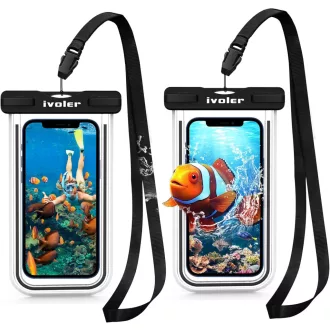   iVoler Vízálló Telefontok 2db IPX8 Fluoreszens Univerzális Száraz Táska iPhone Samsung 6.2" Fekete