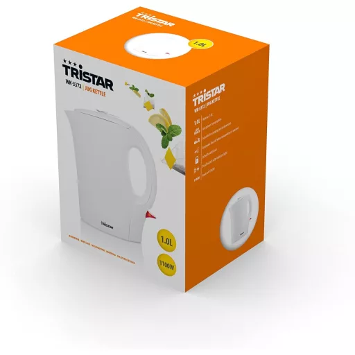 Rýchlovarná kanvica Tristar 1100 W, 1 l, biela, rýchly ohrev