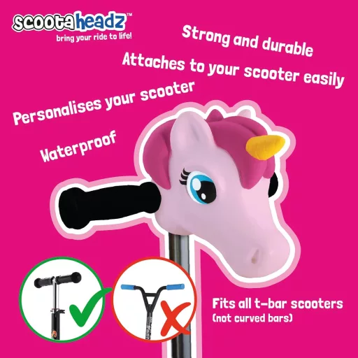 Accesoriu Ghidon Trotinetă Scootaheadz Cap Unicorn pentru Copii - Decoratiune din Plastic Alb pentru Trotinetă