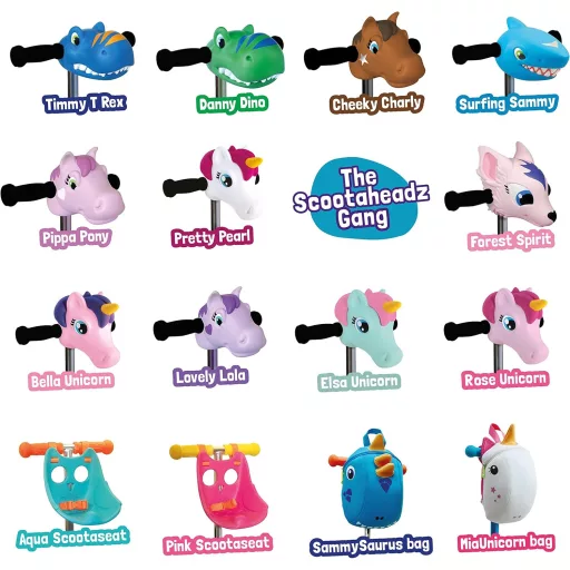 Accesoriu Ghidon Trotinetă Scootaheadz Cap Unicorn pentru Copii - Decoratiune din Plastic Alb pentru Trotinetă