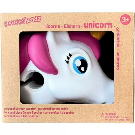 Accesoriu Ghidon Trotinetă Scootaheadz Cap Unicorn pentru Copii - Decoratiune din Plastic Alb pentru Trotinetă