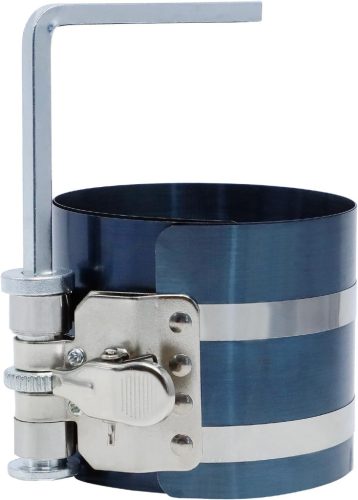 CCLIFE Dugattyúgyűrű Feszítő Pánt 75 mm - Acélötvözet Dugattyúgyűrű Összehúzó 53-125 mm Átmérőhöz, Gumírozott Fogantyúval