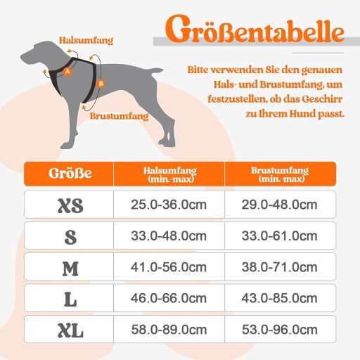 rabbitgoo Uprtač / Oprsnica protiv povlačenja za pse srednje veličine, s reflektirajućim trakama, narančasta M