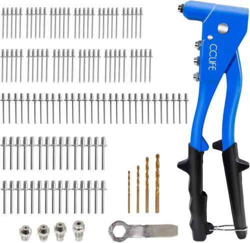 Set clește de nituit CCLIFE - 120 nituri pop, 4 burghie HSS, clește de nituri oarbe dimensiuni 2,4-4,8 mm