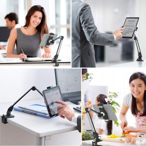 Suport Metalic ZenCT pentru Tabletă, Prindere Reglabilă cu Clește, Compatibil cu iPad și Dispozitive Android de 4-11 Inch - Negru