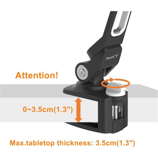 Suport Metalic ZenCT pentru Tabletă, Prindere Reglabilă cu Clește, Compatibil cu iPad și Dispozitive Android de 4-11 Inch - Negru