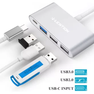   LENTION 4-v-1 USB-C Hub so 100W nabíjaním, 5Gbps USB 3.0 portom, pre MacBook Pro/Air, Surface a ChromeBook zariadenia, hliníkové prevedenie