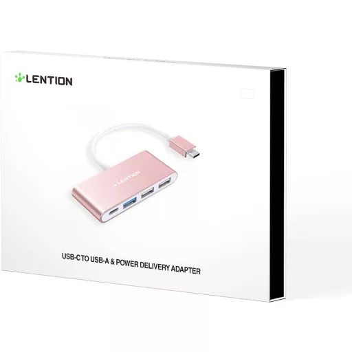 LENTION 4-v-1 USB-C Hub so 100W nabíjaním, 5Gbps USB 3.0 portom, pre MacBook Pro/Air, Surface a ChromeBook zariadenia, hliníkové prevedenie