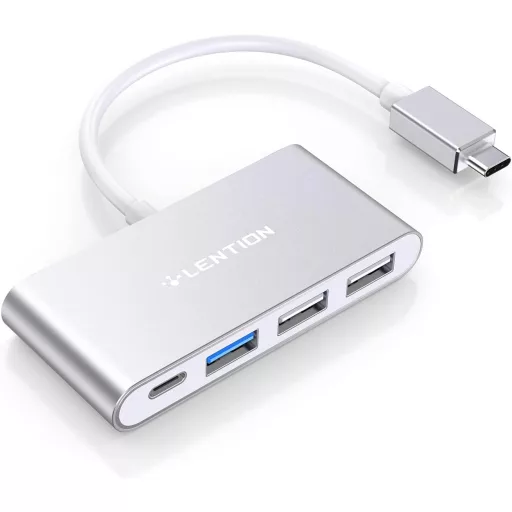 LENTION 4-v-1 USB-C Hub so 100W nabíjaním, 5Gbps USB 3.0 portom, pre MacBook Pro/Air, Surface a ChromeBook zariadenia, hliníkové prevedenie