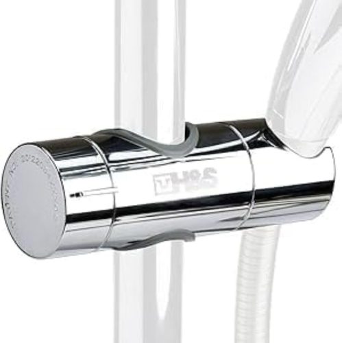 Suport cap de duș H&S - Consola cromată reglabilă pentru bară de duș cu diametrul de 18-25mm - Design cilindric