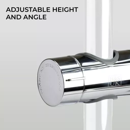 H&S Zuhanyfej Tartó Konzol - Állítható Króm Rögzítő 18-25mm Átmérőjű Zuhanyrúdhoz - Hengeres Kialakítás