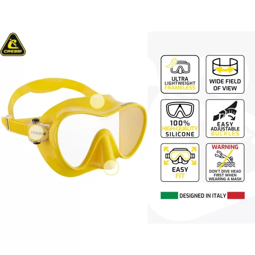 Cressi F1 Frameless Búvármaszk + Snorkel Szett Uniszex Merüléshez - Black, Combo Set