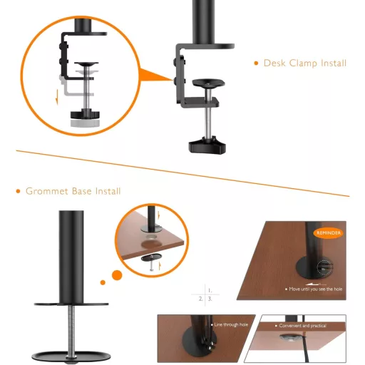 BONTEC Držiak na tri monitory - Stolný LCD/LED stojan pre monitory 13"-24", čierny, nastaviteľný konzolový držiak pre TV a počítačové monitory