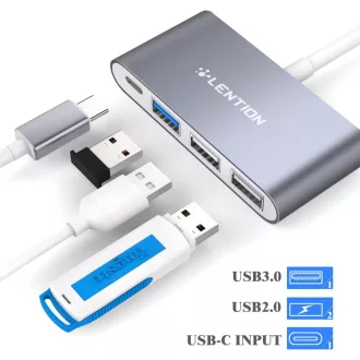   LENTION 4-v-1 USB-C Hub so 100W nabíjaním, 5Gbps USB 3.0 portom - Adaptér kompatibilný s MacBook Pro/Air, Surface, ChromeBook
