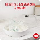 NUK Micro Express Plus Mikrohullámú Cumisüveg Sterilizáló - Gyors Fertőtlenítés 5 Percen Belül, Fehér, 570g, Babáknak