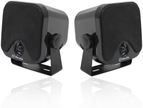 Herdio 100W Vízálló Mini Hangszóró 10,2 cm - Fekete Sztereó Hangrendszer ATV, UTV, Motor, Traktor és Hajó Használatra, Fali Rögzítéssel