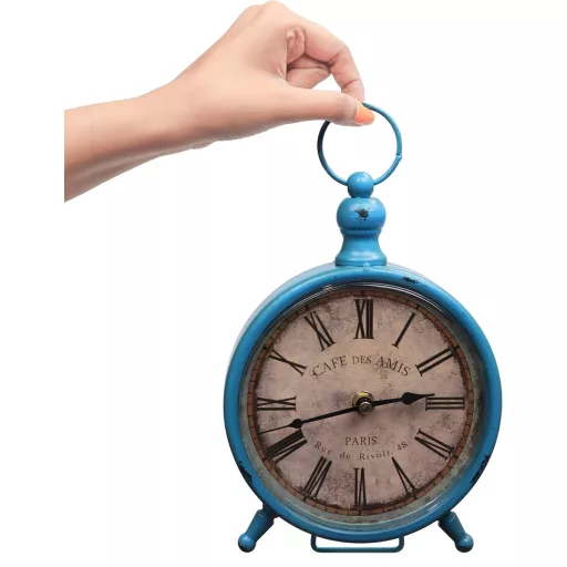 Belle Vous Ceas de masă vintage 23x15cm, cu alarmă analogică silențioasă, în stil antic.