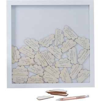   Biela kniha hostí Ginger Ray na bábätkovskú oslavu, motív obláčik, papierová, 30 listov