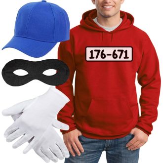   Súprava kostýmu Beagle Boys Bandit: mikina s kapucňou, čiapka, maska a rukavice