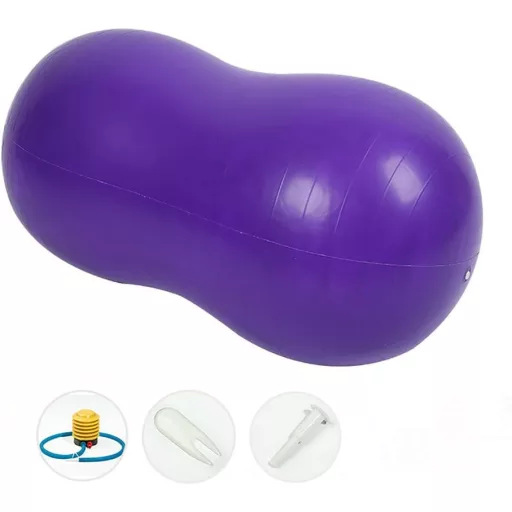 DASKING Mogyoró Alakú Jóga Labda 90x45cm - Fitness, Pilates és Gimnasztikai Ülőlabda Gyerekeknek, Lila PVC Anyagból, 150kg Teherbírással