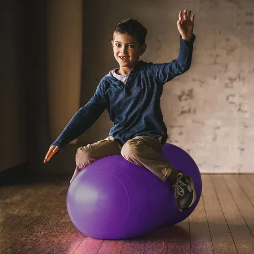 DASKING Mogyoró Alakú Jóga Labda 90x45cm - Fitness, Pilates és Gimnasztikai Ülőlabda Gyerekeknek, Lila PVC Anyagból, 150kg Teherbírással