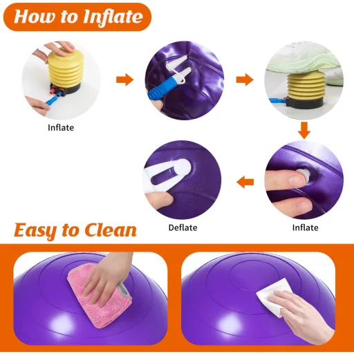 DASKING Mogyoró Alakú Jóga Labda 90x45cm - Fitness, Pilates és Gimnasztikai Ülőlabda Gyerekeknek, Lila PVC Anyagból, 150kg Teherbírással