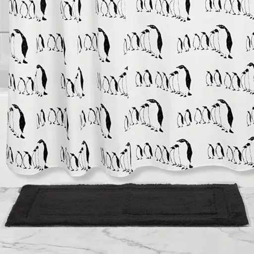 mDesign 3-dijelni set kupaonskih tepiha - protuklizni, upijajući otirač za kupaonicu, crni