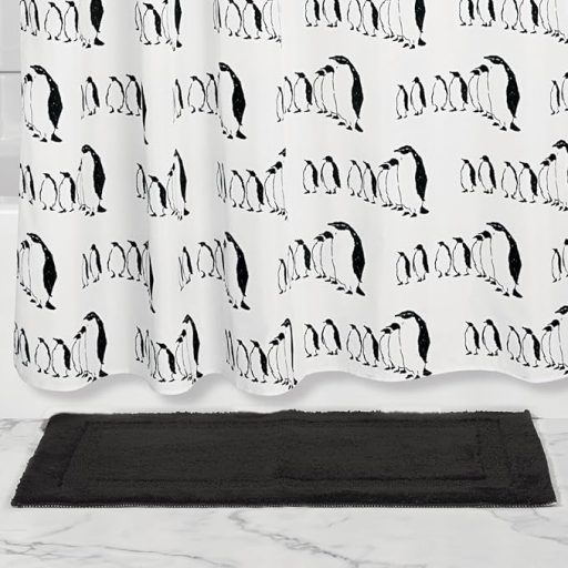 mDesign 3 részes fürdőszobai szőnyeg szett - csúszásmentes, vízfelvevő fürdőszobai kilépő fekete