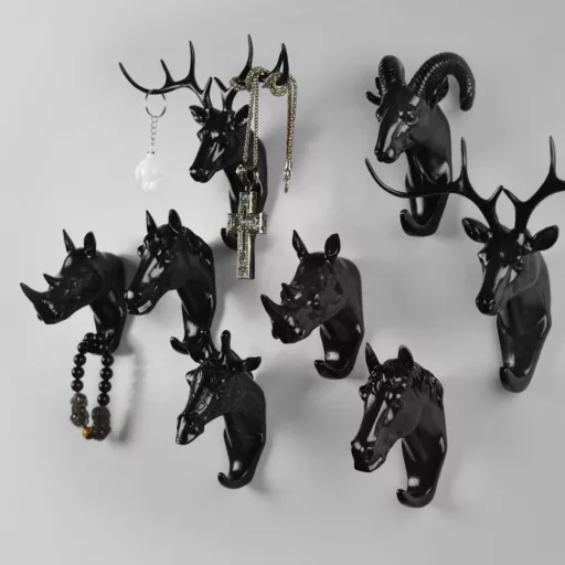 Cuier de perete Evilanda cu coarne de cerb alb - Suport modern din rășină pentru haine și pălării, cadou decorativ, ornament de perete în formă de animal