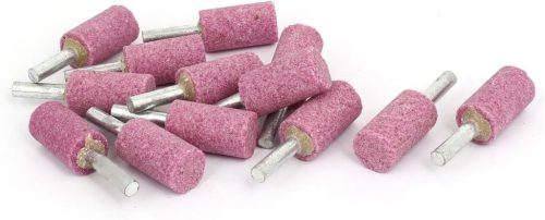 sourcingmap 6mm-es Hengeres Csiszolófej Készlet - 16x30mm Rózsaszín Csiszoló Kőfej Fémhez, 12 db-os Szett Köszörűgéphez