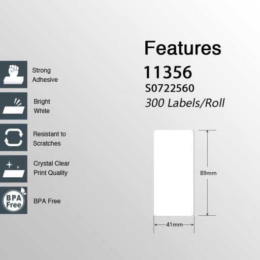 BETCKEY 11356 Etichete Autoadezive pentru DYMO LabelWriter 450, 41x89mm, 10 Role