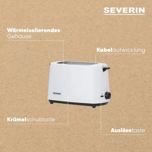 SEVERIN Automata Kenyérpirító 700W Rozsdamentes Baguette Funkcióval