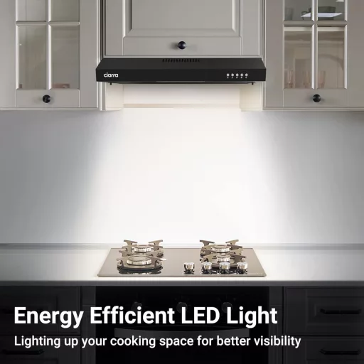 CIARRA 6903 Fekete Páraelszívó 60 cm - Konyhai Elszívó 3 Sebességgel, LED Világítással, Fém Zsírszűrővel, 220 m³/h Teljesítmény - 2-Black