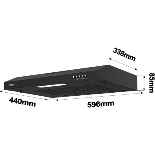 CIARRA 6903 Fekete Páraelszívó 60 cm - Konyhai Elszívó 3 Sebességgel, LED Világítással, Fém Zsírszűrővel, 220 m³/h Teljesítmény - 2-Black