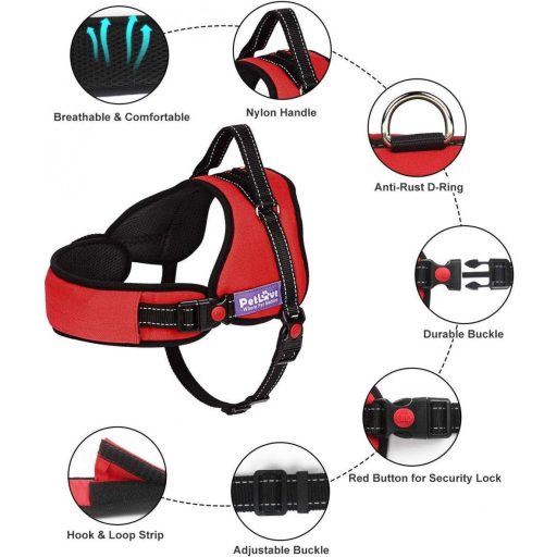 Kutyahám Kis-Nagy Méretű Kutyáknak, Állítható, Párnázott, Vörös