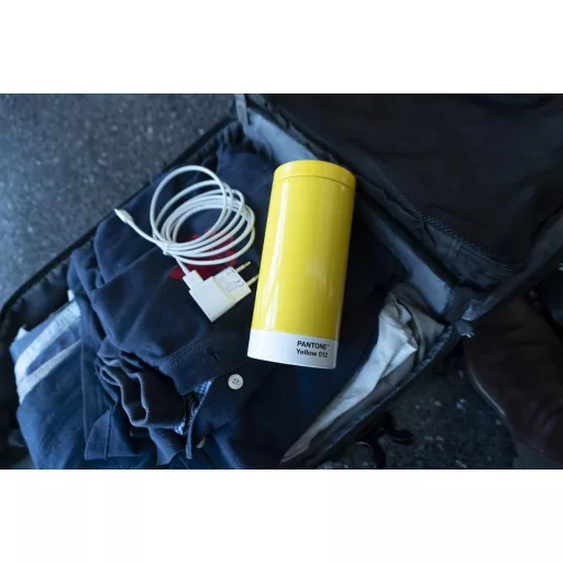 Cestovný hrnček Copenhagen Design Pantone z nehrdzavejúcej ocele, žltý, 400 ml