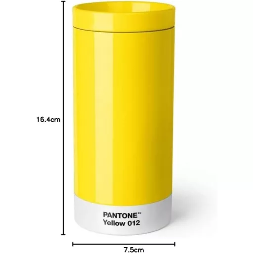 Cestovný hrnček Copenhagen Design Pantone z nehrdzavejúcej ocele, žltý, 400 ml