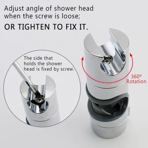 Joyoldelf Állítható Zuhanytartó 18-25 mm - ABS Anyagú, 360° Forgatható Fali Zuhanyfej Tartó, Króm Bevonatú, Szürke