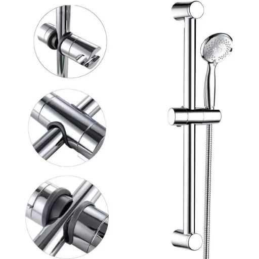 Joyoldelf Állítható Zuhanytartó 18-25 mm - ABS Anyagú, 360° Forgatható Fali Zuhanyfej Tartó, Króm Bevonatú, Szürke