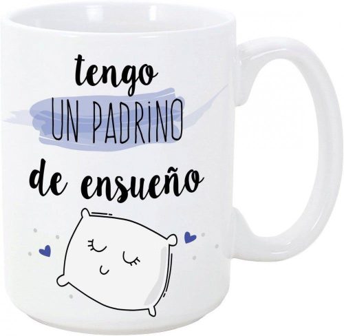 Cana ceramică unică de cafea Mugffins, cu mesaj în spaniolă, 350 ml - Cu pernuță