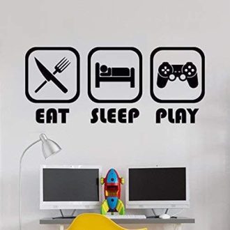   Falmatrica, Vízálló, Egyszer Használatos, Matt Wall4Stickers® Eat Sleep Play Gyermekszoba