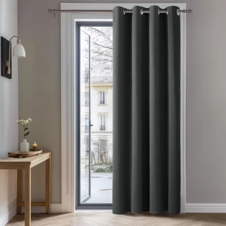   Deconovo Sötétszürke Sötétítő Függöny - Hőszigetelő, Zajcsökkentő, Fényáteresztést Gátló Polyester Függöny Hálószobába, Nappaliba, Fém Karik