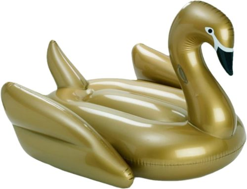 LianShi Lebădă Gonflabilă Uriașă Aurie - Jucărie de Piscină 190 cm pentru Copii și Adulți - Material PVC Gros - Distracție Acvatică de Vară